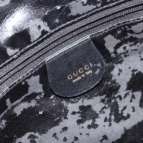 GUCCI Bamboo Hand Bag Leather Black Gold 001 2123 1638 Auth ep11605